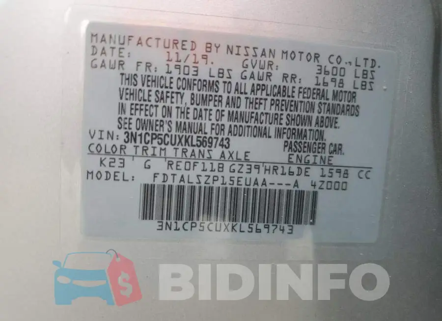 3N1CP5CUXKL569743 Photo# 12