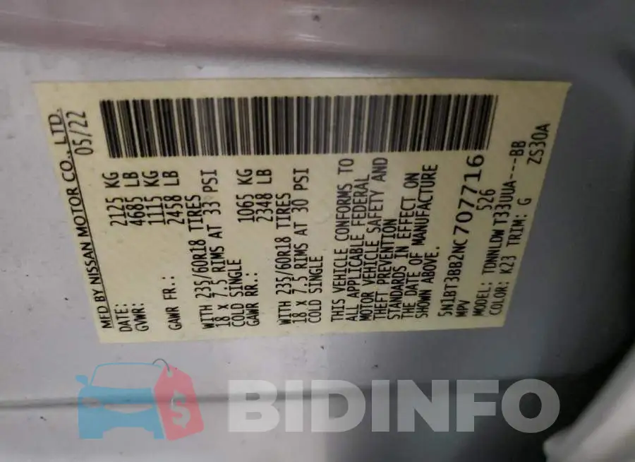 5N1BT3BB2NC707716 Photo# 13
