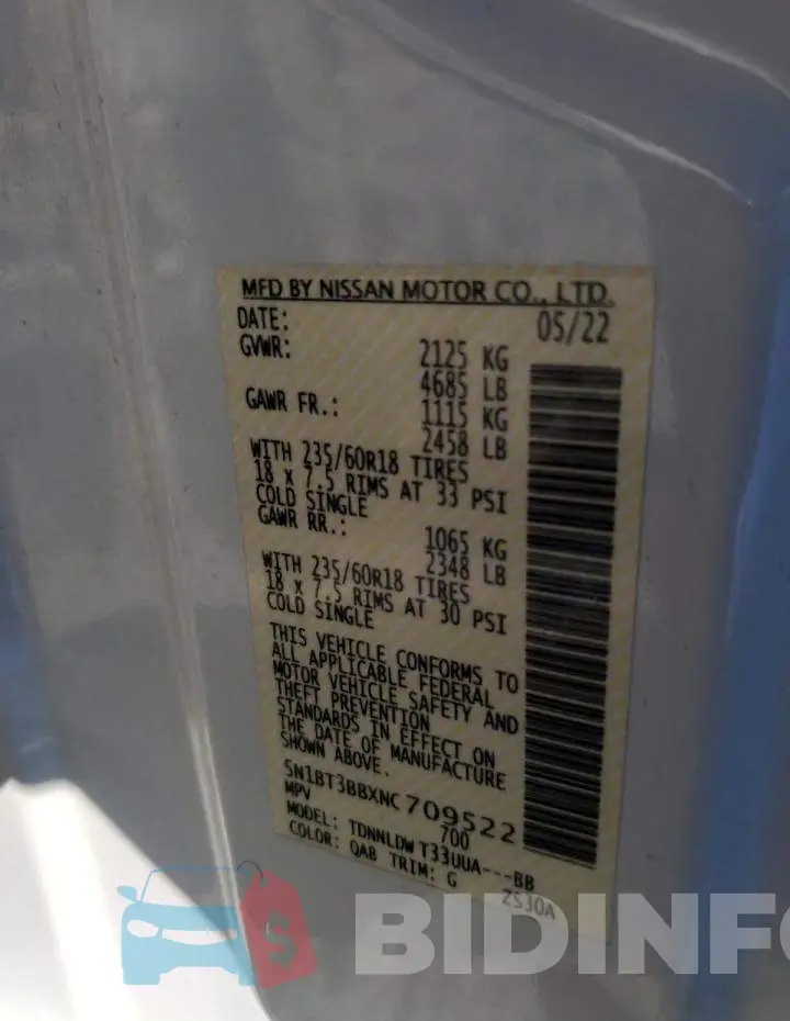 5N1BT3BBXNC709522 Photo# 12