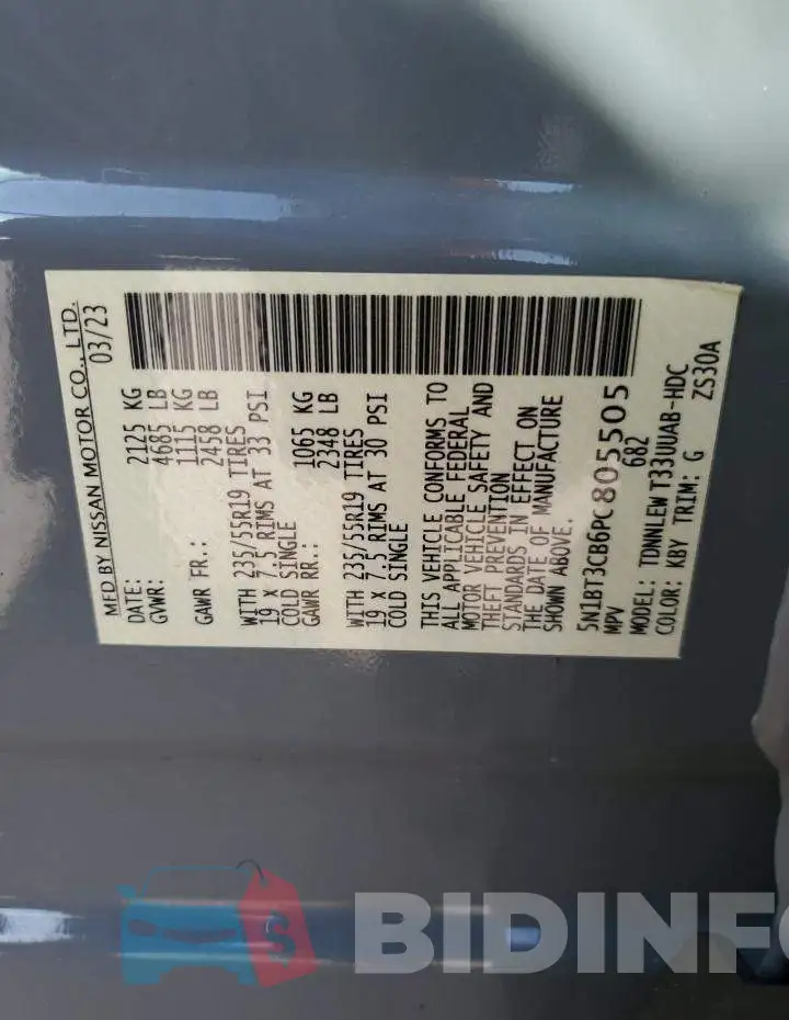 5N1BT3CB6PC805505 Photo# 14
