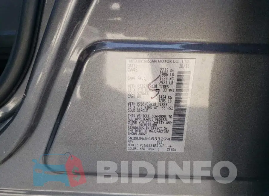 5N1DR2MN2HC633274 Photo# 13