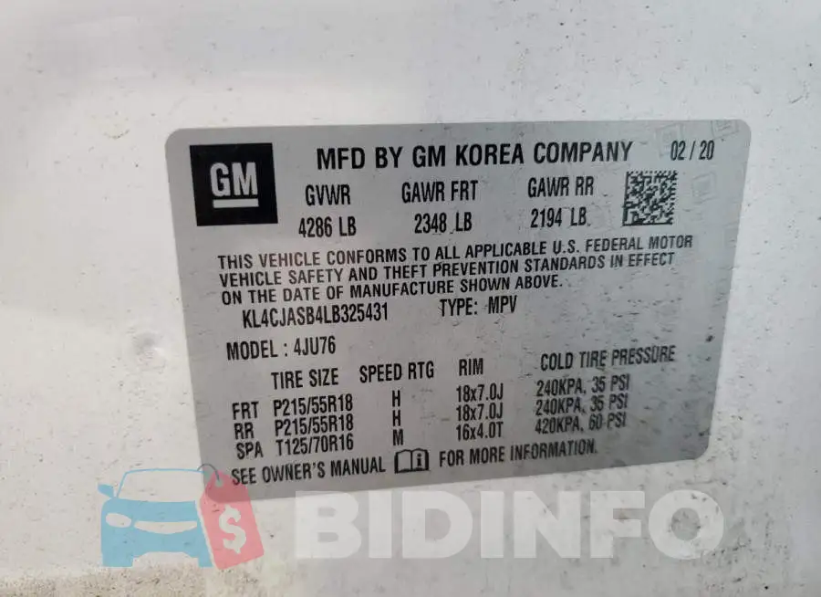 KL4CJASB4LB325431 Photo# 13