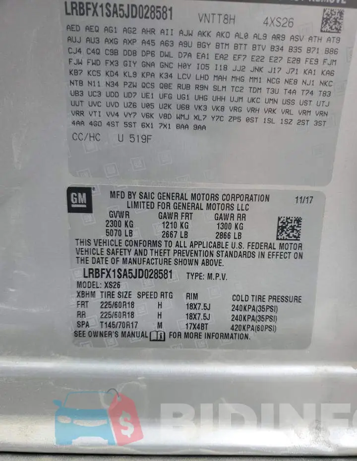 LRBFX1SA5JD028581 Photo# 13
