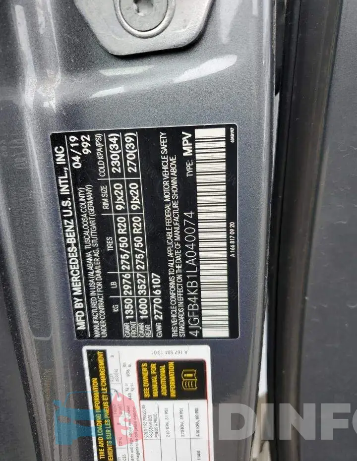 4JGFB4KB1LA040074 Photo# 12