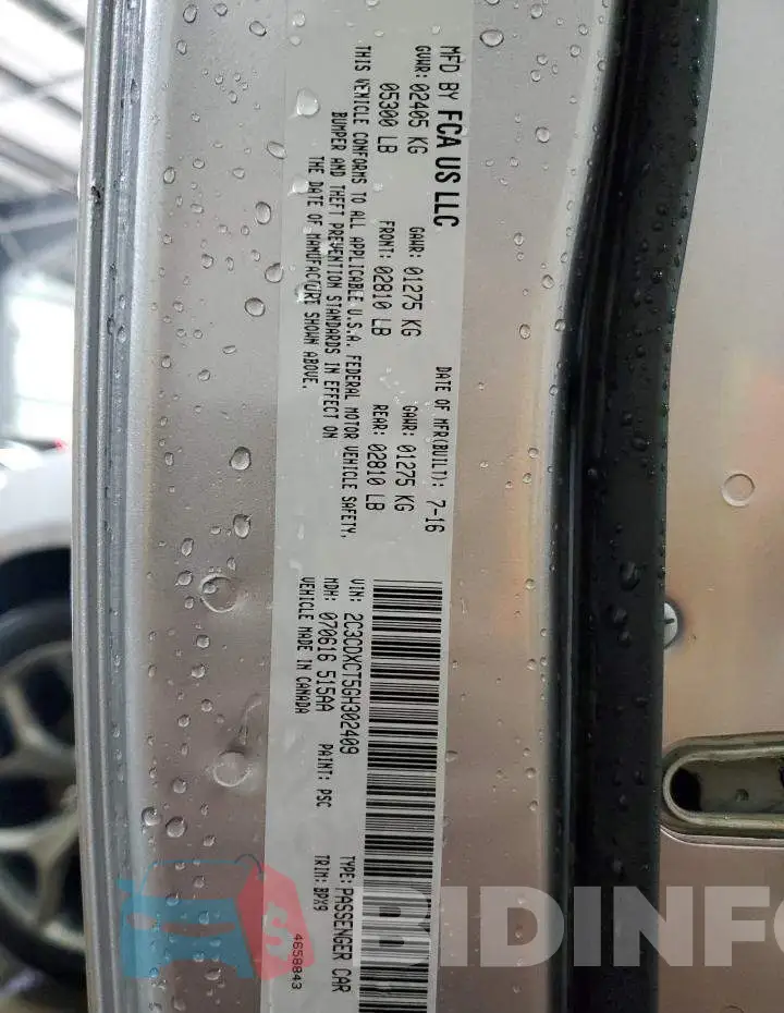 2C3CDXCT5GH302409 Photo# 12