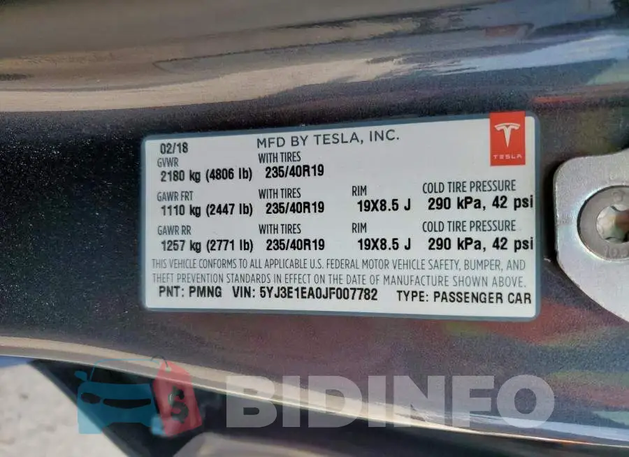 5YJ3E1EA0JF007782 Photo# 12