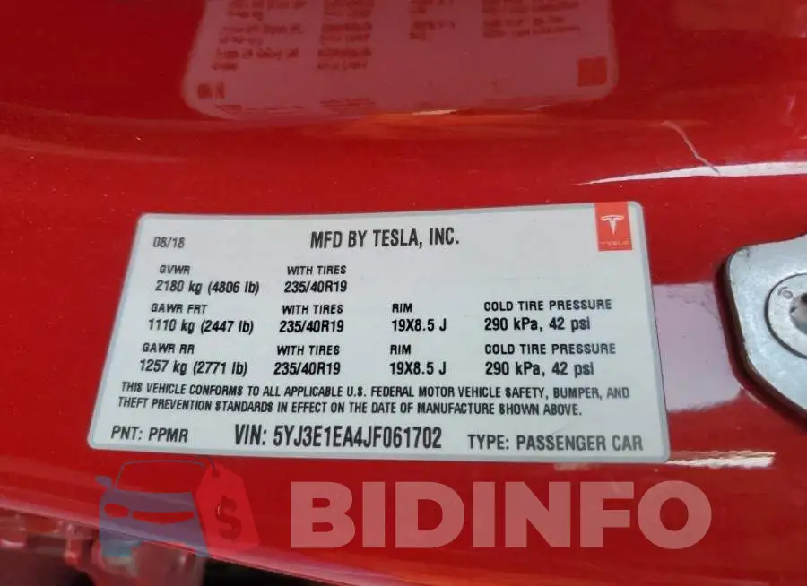 5YJ3E1EA4JF061702 Photo# 12