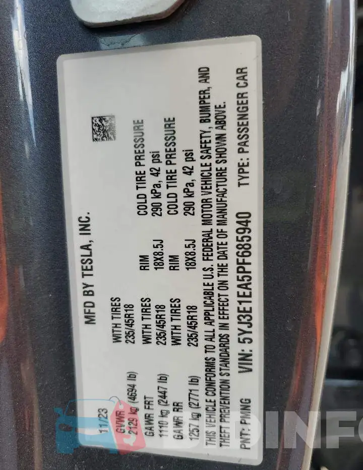 5YJ3E1EA5PF685940 Photo# 12