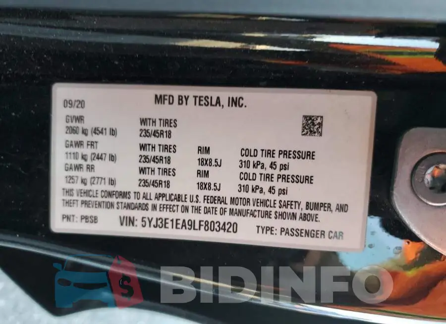 5YJ3E1EA9LF803420 Photo# 12
