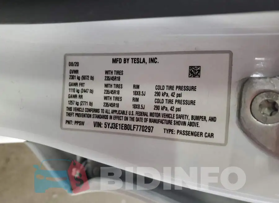 5YJ3E1EB0LF770297 Photo# 13