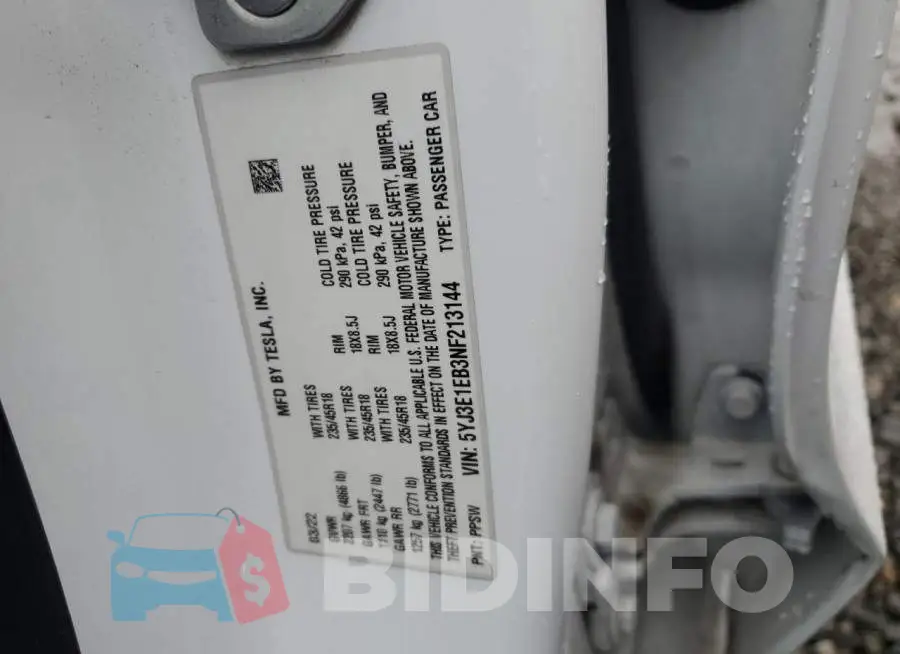 5YJ3E1EB3NF213144 Photo# 13