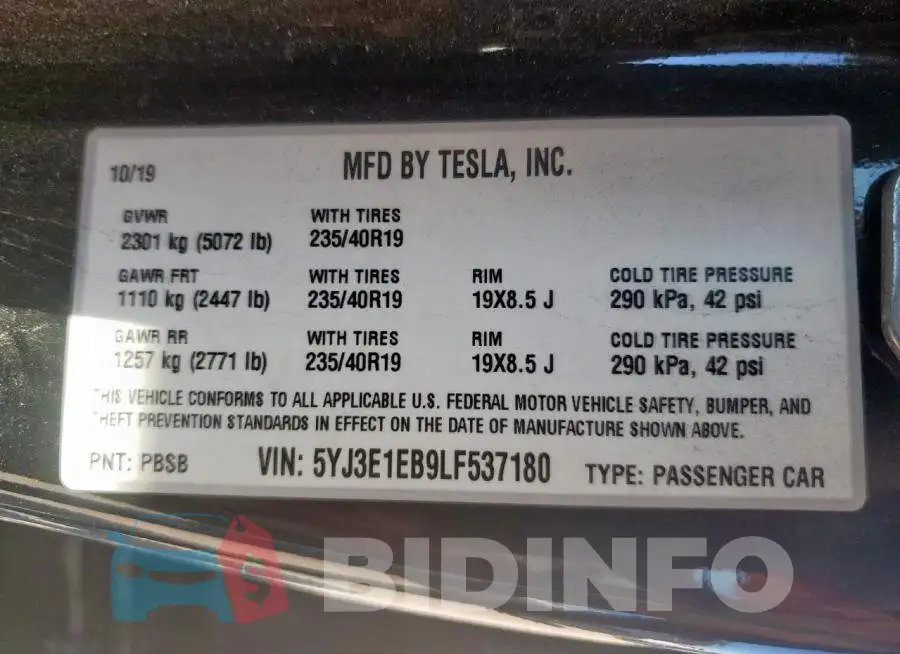 5YJ3E1EB9LF537180 Photo# 12