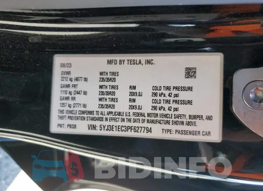5YJ3E1EC3PF627794 Photo# 12
