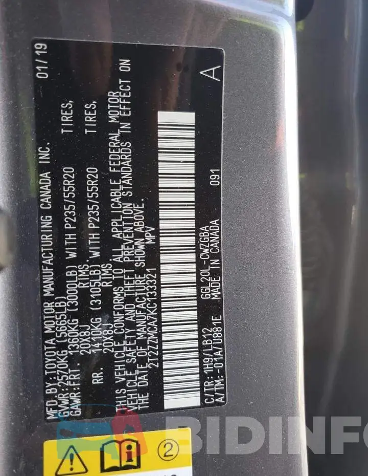 2T2ZZMCA7KC133321 Photo# 13
