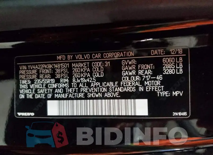 YV4A22PK8K1481501 Photo# 13