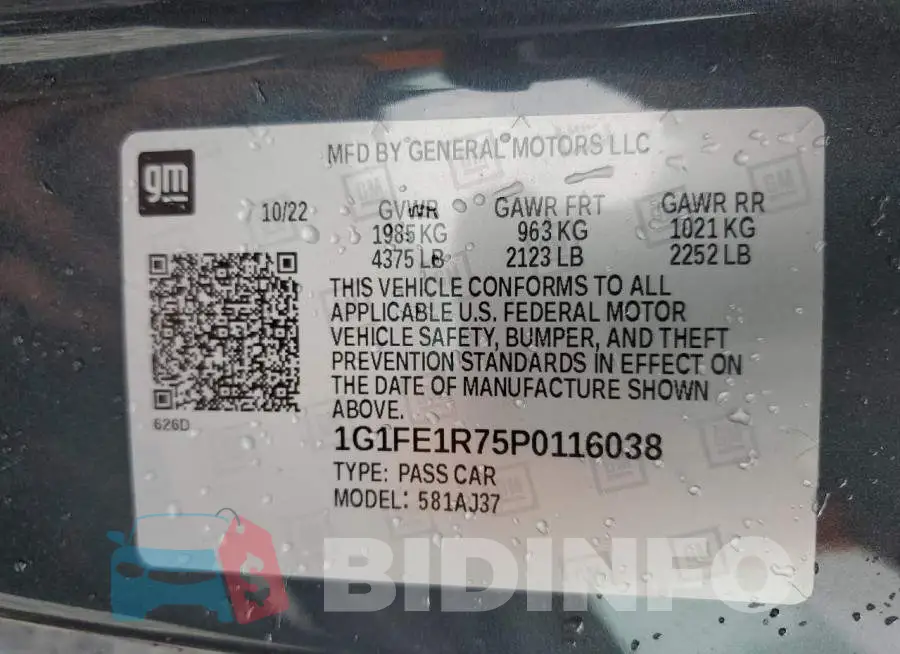 1G1FE1R75P0116038 Photo# 12
