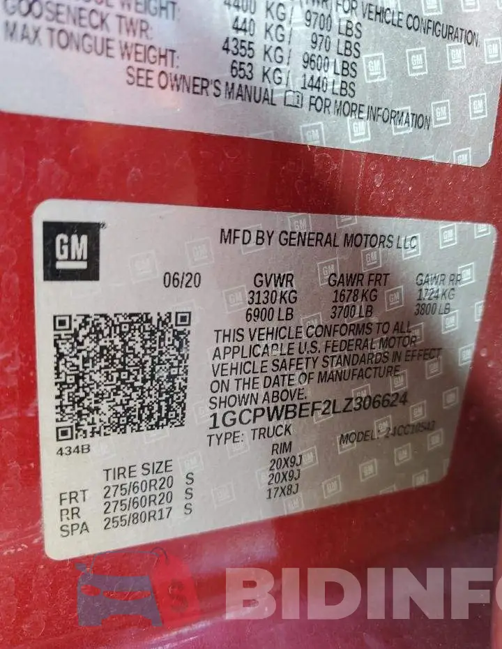 1GCPWBEF2LZ306624 Photo# 13