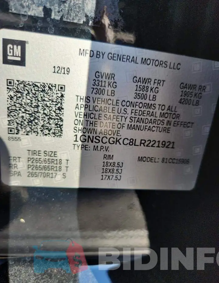1GNSCGKC8LR221921 Photo# 13