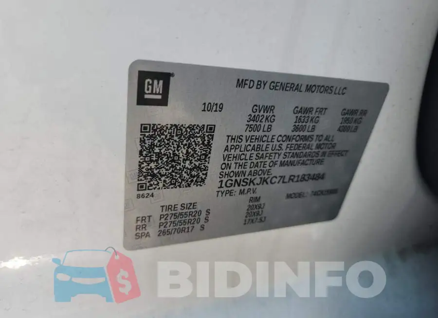 1GNSKJKC7LR183484 Photo# 13