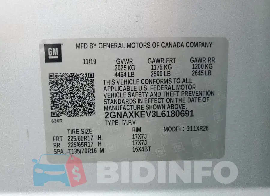 2GNAXKEV3L6180691 Photo# 13