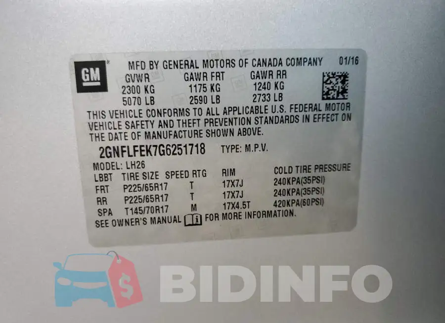 2GNFLFEK7G6251718 Photo# 13