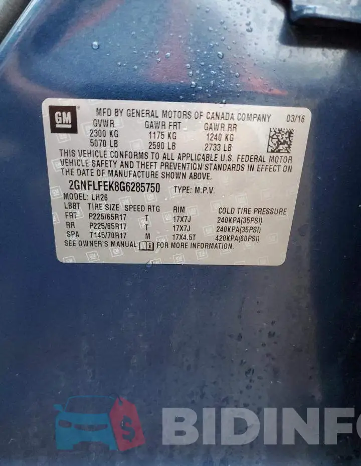 2GNFLFEK8G6285750 Photo# 12