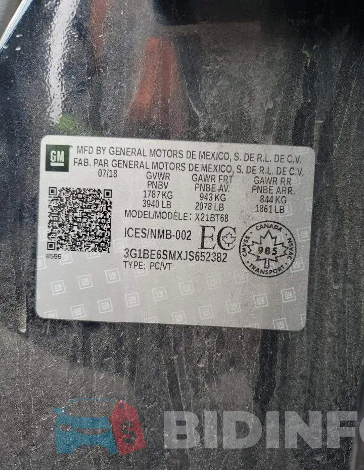 3G1BE6SMXJS652382 Photo# 12