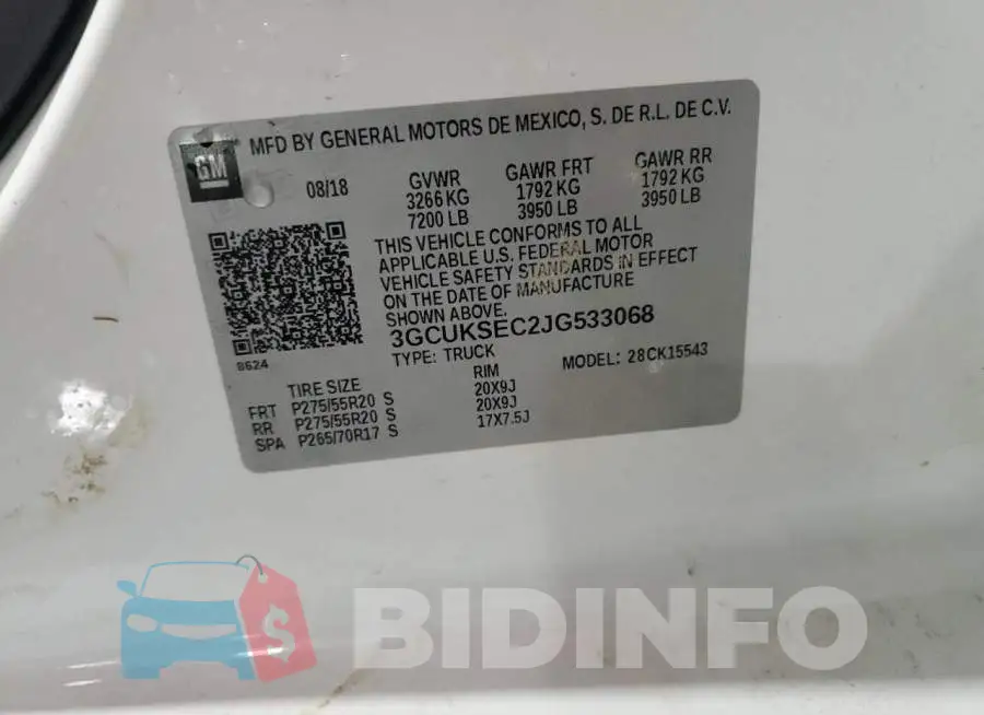 3GCUKSEC2JG533068 Photo# 13