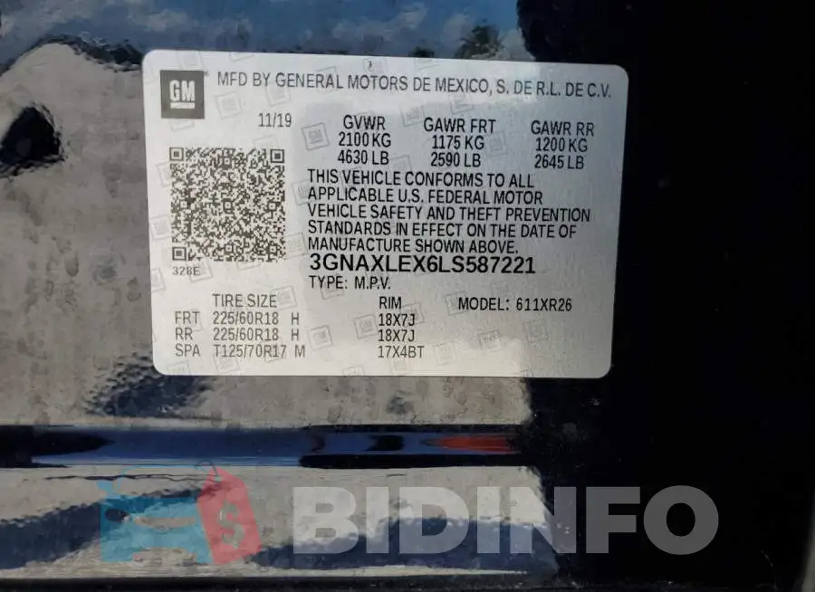 3GNAXLEX6LS587221 Photo# 12