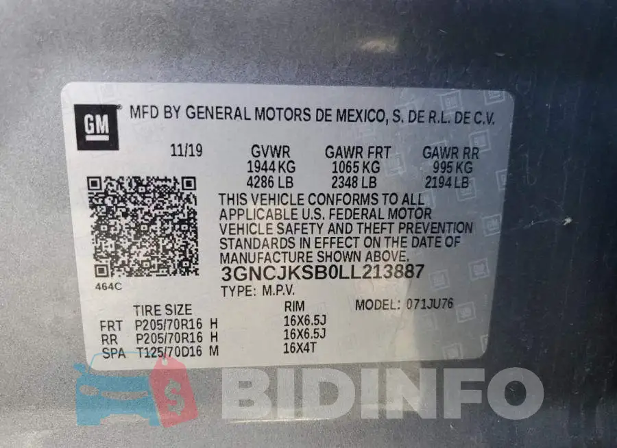 3GNCJKSB0LL213887 Photo# 13