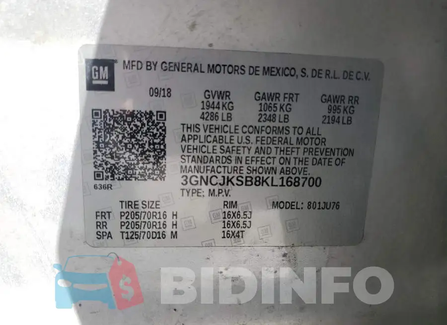 3GNCJKSB8KL168700 Photo# 13