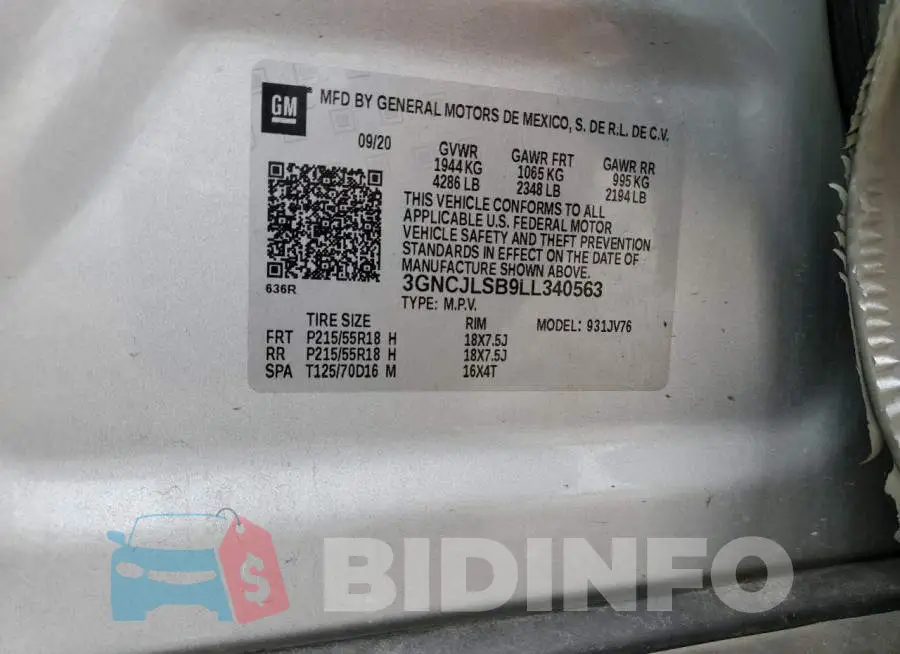 3GNCJLSB9LL340563 Photo# 13