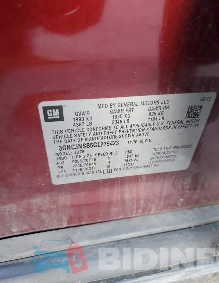 3GNCJNSB5GL275423 Photo# 14