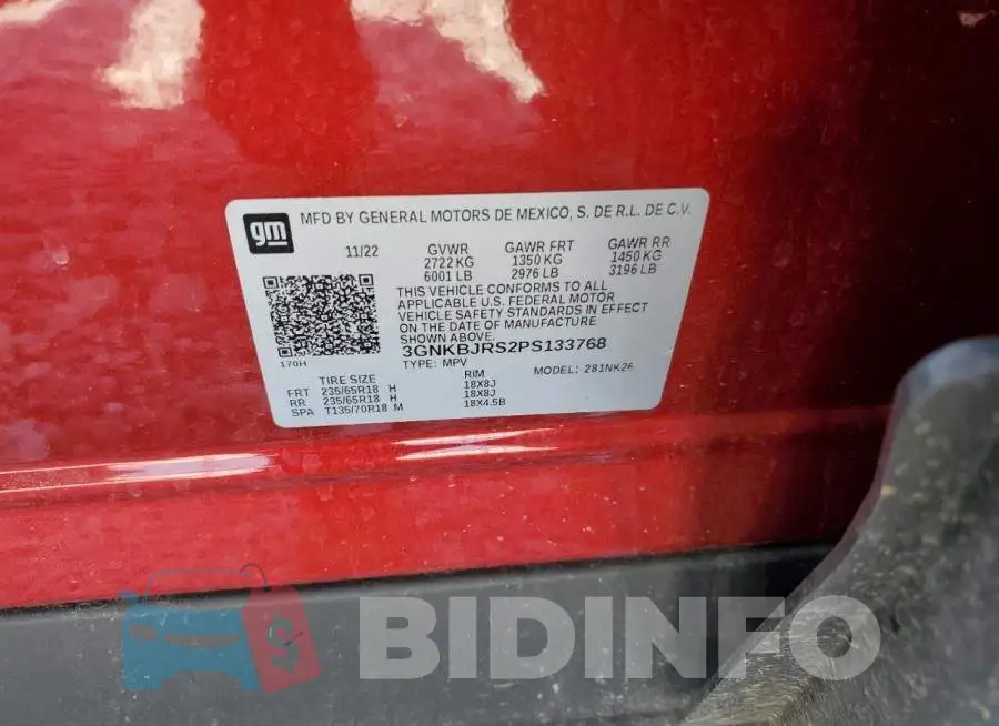 3GNKBJRS2PS133768 Photo# 13
