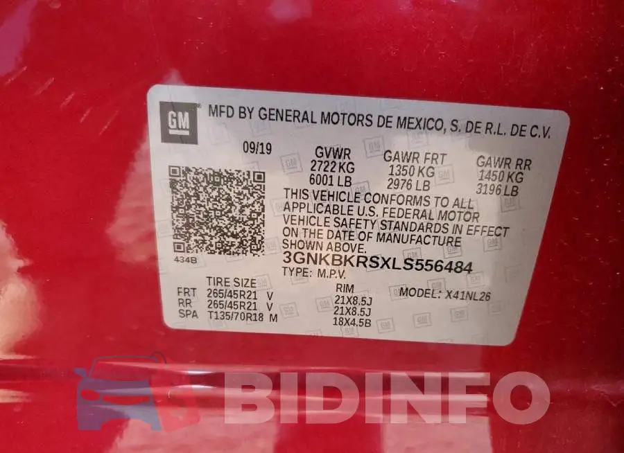 3GNKBKRSXLS556484 Photo# 13