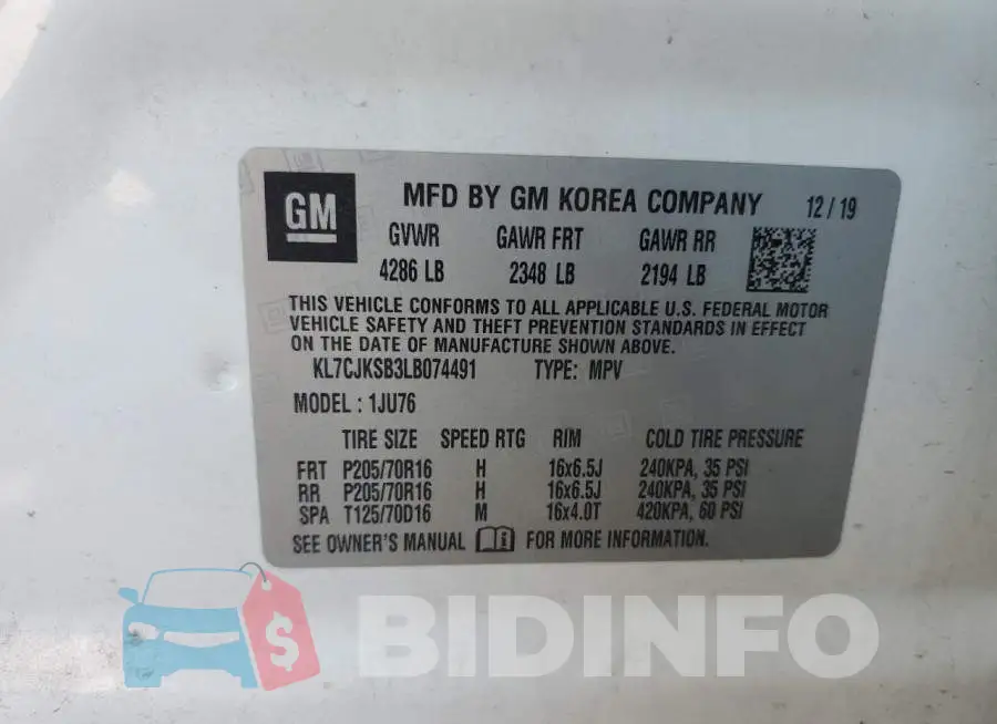 KL7CJKSB3LB074491 Photo# 13