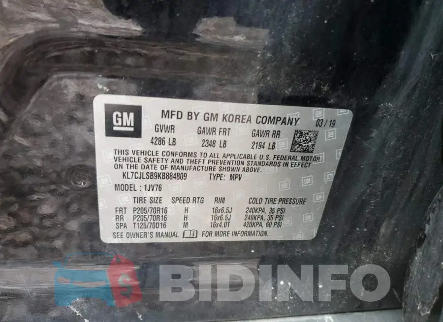 KL7CJLSB9KB884809 Photo# 14