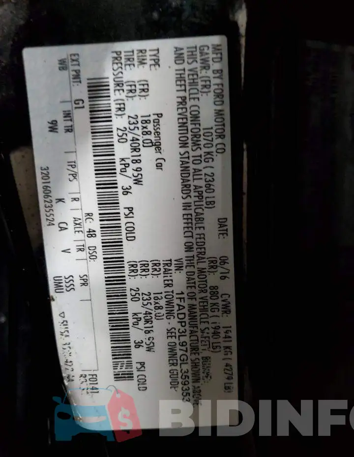 1FADP3L97GL359353 Photo# 14