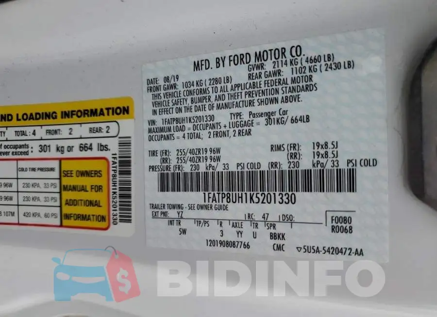 1FATP8UH1K5201330 Photo# 12