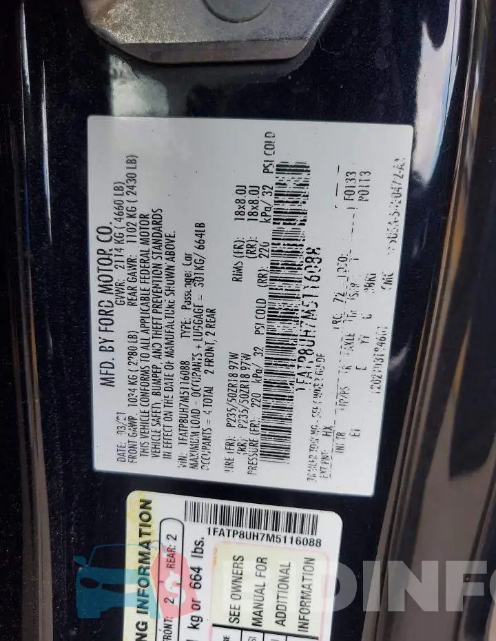 1FATP8UH7M5116088 Photo# 12