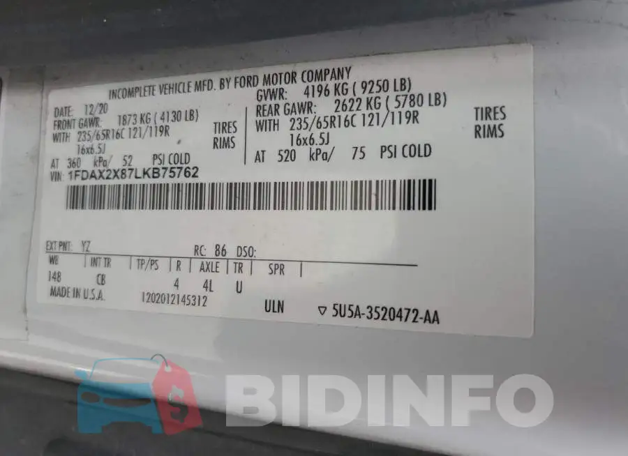 1FDAX2X87LKB75762 Photo# 13