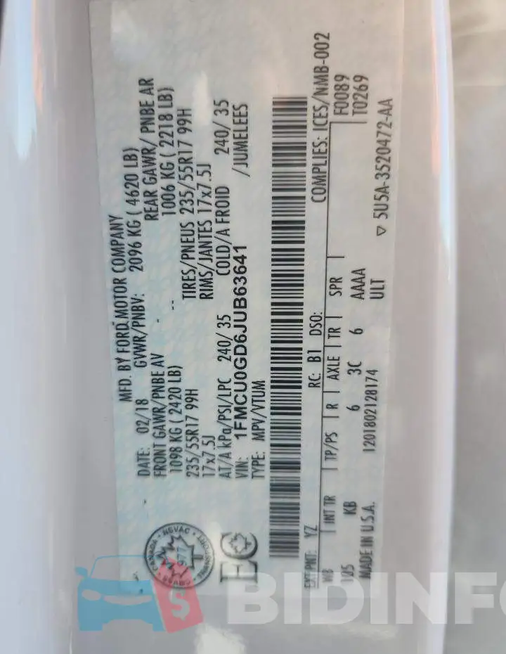 1FMCU0GD6JUB63641 Photo# 13