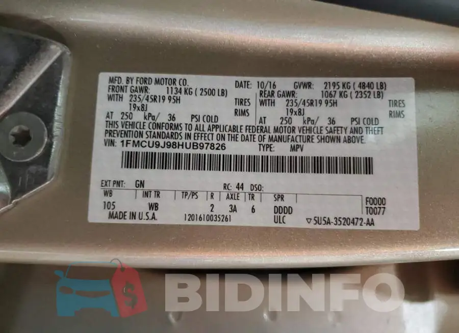 1FMCU9J98HUB97826 Photo# 13