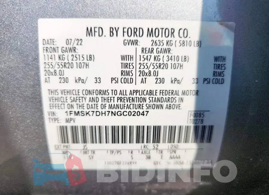 1FMSK7DH7NGC02047 Photo# 13