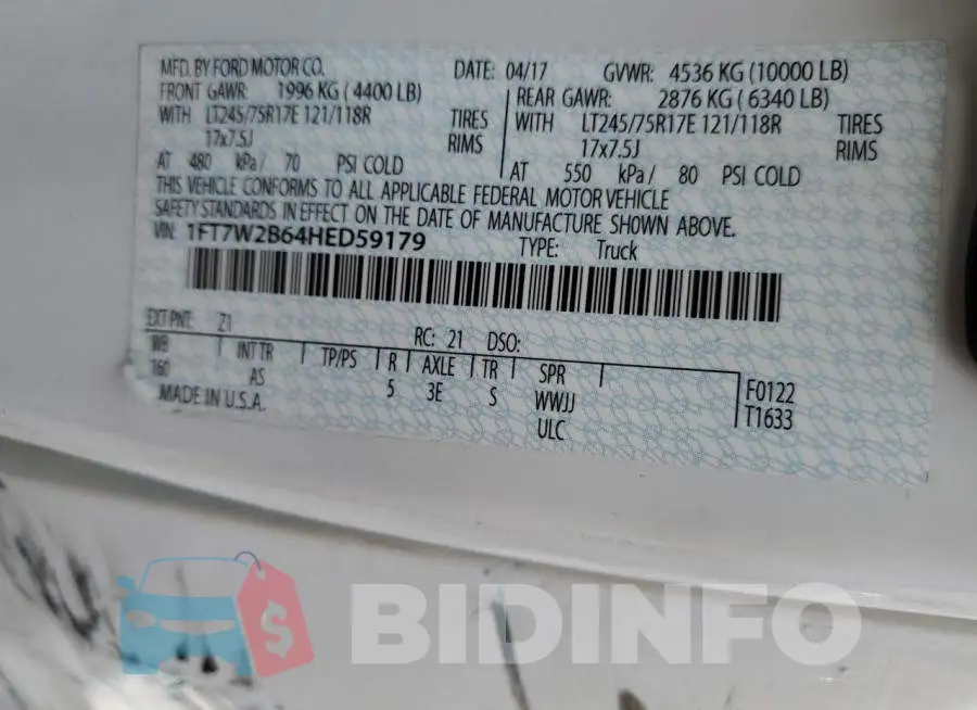 1FT7W2B64HED59179 Photo# 13