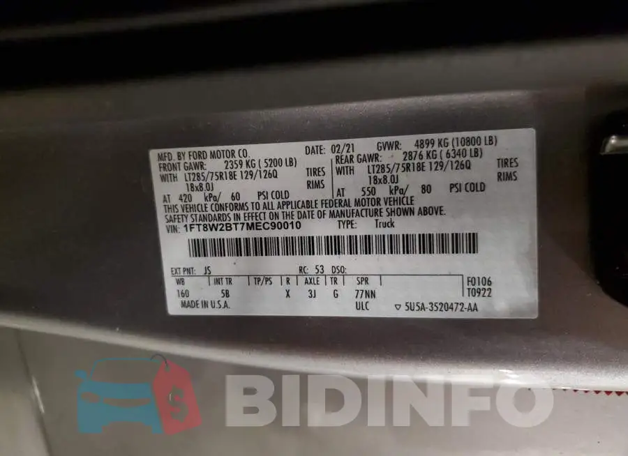 1FT8W2BT7MEC90010 Photo# 12