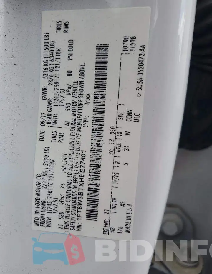 1FT8W3BTXHEE77401 Photo# 12