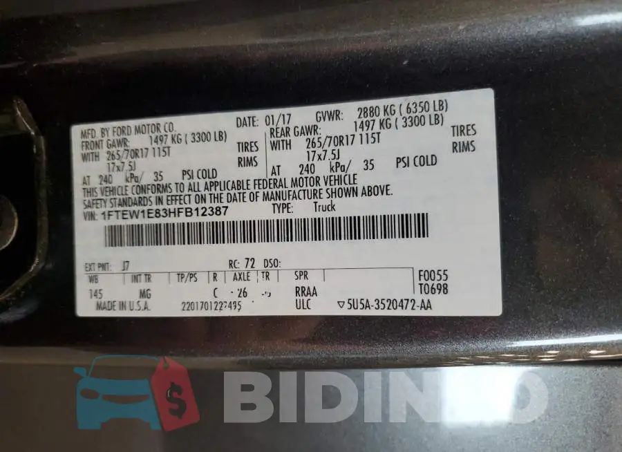 1FTEW1E83HFB12387 Photo# 12