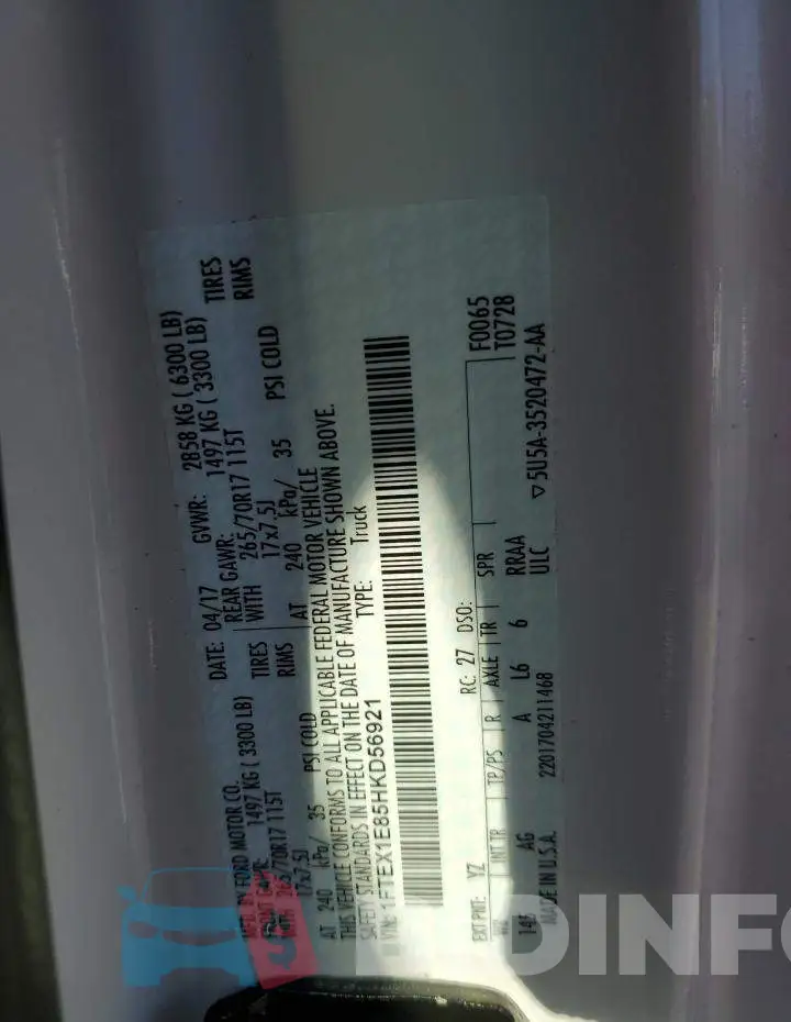 1FTEX1E85HKD56921 Photo# 13