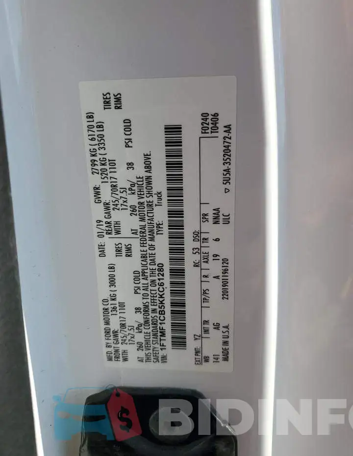 1FTMF1CB5KKC61280 Photo# 13